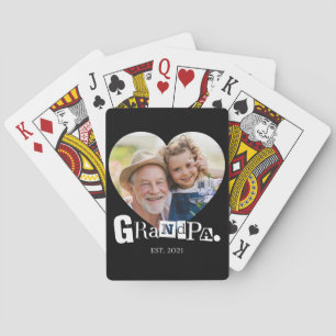 Opa gegründet Großvater-Herz-Foto-Geschenk Spielkarten