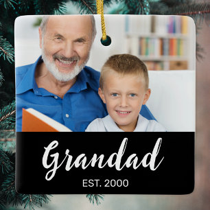 Opa gegründet White Script Foto Schwarz  Keramikornament