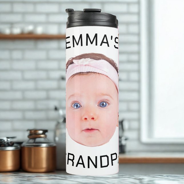 Opa-Geschenk, individuelles BabyGesicht, Foto-Gesc Thermosbecher (Von Creator hochgeladen)