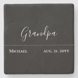 Opa-Geschenk - Modernes Jet Schwarz Personalisiert Steinuntersetzer