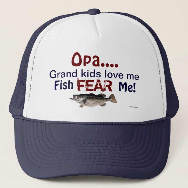 Opa... Grand Kids Liebe Me Fish Angst mich Hat Truckerkappe (Vorderseite)