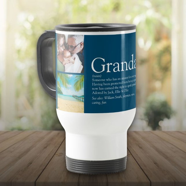 Opa Grandad Papa Definition Blue Fun Foto Reisebecher (Grandpa Grandad Papa Definition Blue Fun Photo Travel Mug)