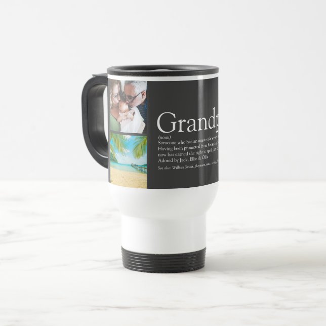 Opa Grandad Papa Definition Grau 4 Foto Reisebecher (Vorderseite Links)