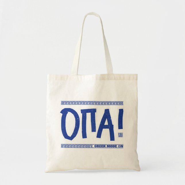 OPA! Griechischer Modus On: Funny Greece Souvenir Tragetasche (Vorne)