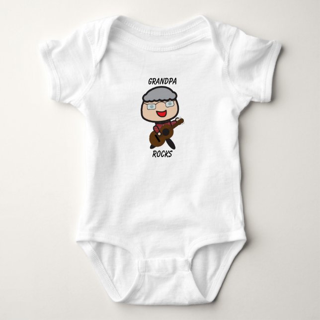 Opa Großvater Rocks Gitarre personalisieren Baby Strampler (Vorderseite)