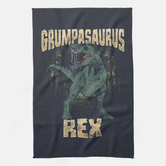 Opa Grumpasaurus Rex Dinosaurier T Rex Geschirrtuch (Vertikal)