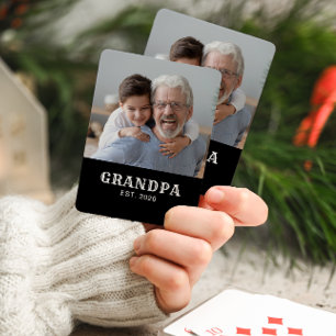 Opa hat fette Typografie Schwarz Foto gegründet Spielkarten