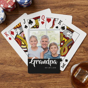 Opa hat Skript Schwarz Foto eingerichtet Spielkarten
