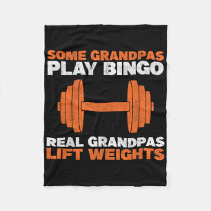 Opa hebt Gewichte Bodybuilding Großvater Gewicht Fleecedecke