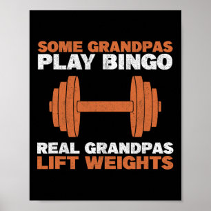 Opa hebt Gewichte Fitnessstudio Workout Bodybuildi Poster