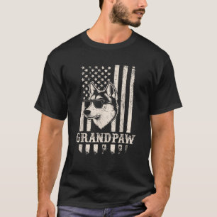 Opa Husky Amerikanische Flagge Sonnenbrille Retro T-Shirt