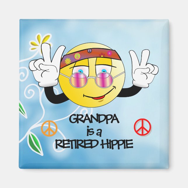 Opa ist ein geduldiger Hippie, buntes Design, Magn Magnet (Vorne)