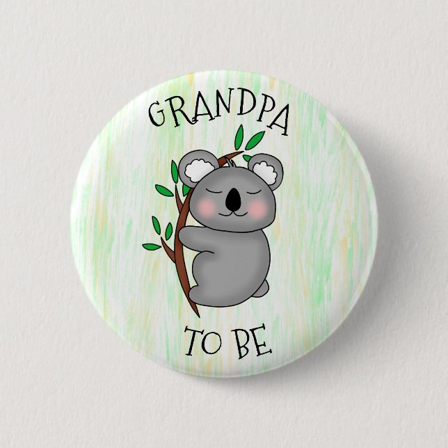 Opa | Koala thematied Baby Dusche Button (Vorderseite)