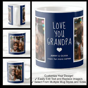 Opa Liebe dich 2 Fotos Modern Navy Blau C41 Kaffeetasse