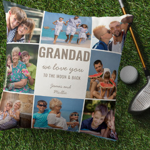 Opa Liebe dich bis zum Mond und zurück Taupe Foto Kissen