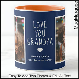 Opa Liebe Sie 2 Fotos Moderne Navy Blue C41 Tasse