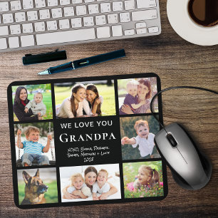 Opa Liebt Dich Foto-Collage Schwarz Mousepad
