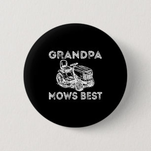 Opa mäht lustigen Rasenmäher Vatertag Papa Button