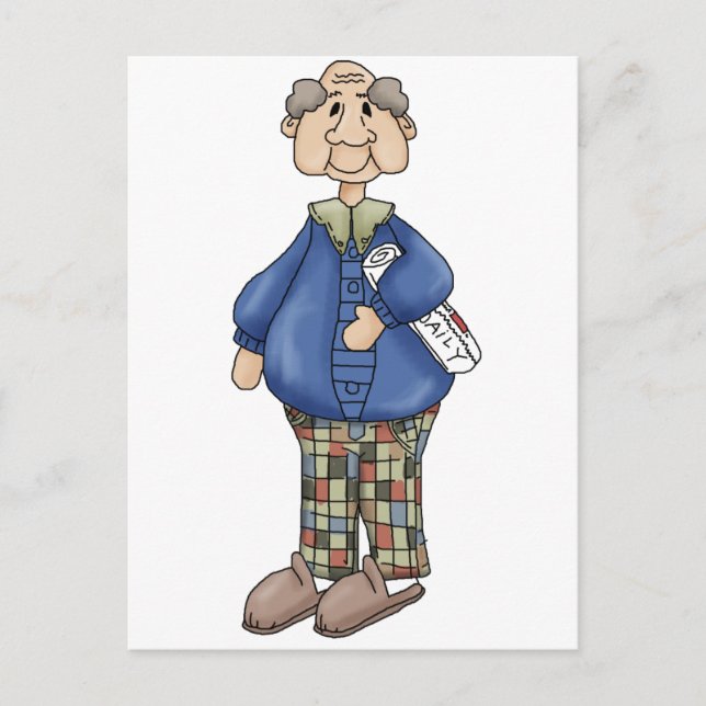 Opa mit Zeitungsdesign Postkarte (Vorderseite)