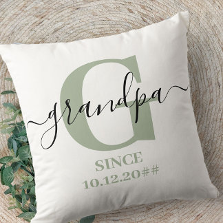 Opa Monogram Elegant Script Silver Green Kissen