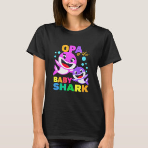 Opa of the Baby Birthday Shark Opa Hai Weihnachten T-Shirt
