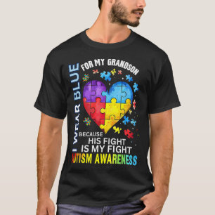 Opa Oma Ich trage Blau für meinen Enkel Autismus T-Shirt