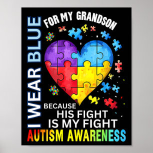 Opa Oma ich trage Blau für meinen Großmutter Autis Poster
