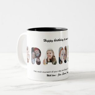 Opa-Personalisierte Fotocollage Großvater Zweifarbige Tasse