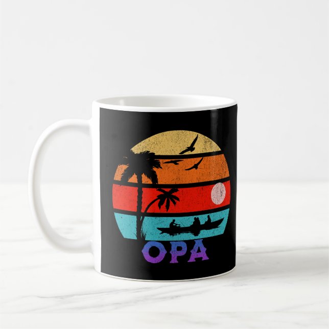 Opa Retro Sunset Ocean Großvater Kaffeetasse (Links)