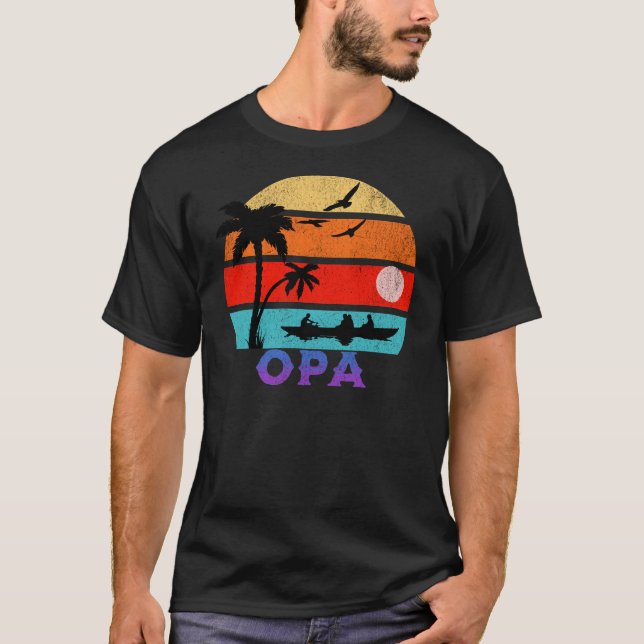 Opa Retro Sunset Ocean Großvater T-Shirt (Vorderseite)