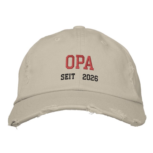 Opa seit 2026 - Großvater Bestickte Baseballkappe (Vorderseite)
