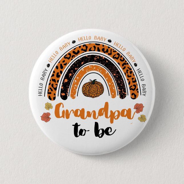 Opa to be Hello Baby Girl Pumpkin Baby Dusche Button (Vorderseite)