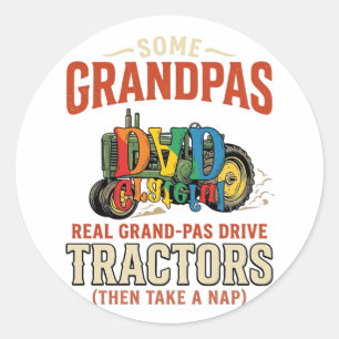 Opa Traktor Vintage Farm Nap-Shirt Design_1 Runder Aufkleber