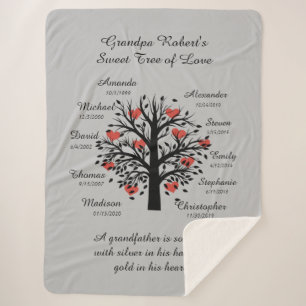 Opa Tree (Herzen) Schwarz/Grau 10 Namen & Daten Sherpadecke