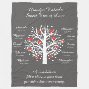 Opa Tree (Herzen), Weiß/Grau 10 Namen & Daten Fleecedecke