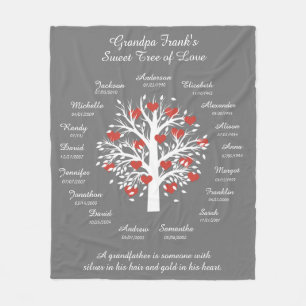 Opa Tree (Herzen), Weiß/Grau 17 Namen und Daten Fleecedecke