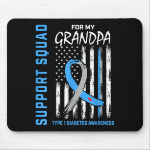 Opa Typ 1 Diabetes Shirt USA Flag Support Squ Mousepad