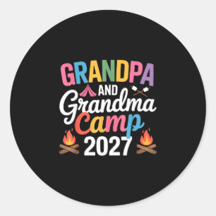 Opa und Oma Camp 2027 Großeltern Camping Runder Aufkleber
