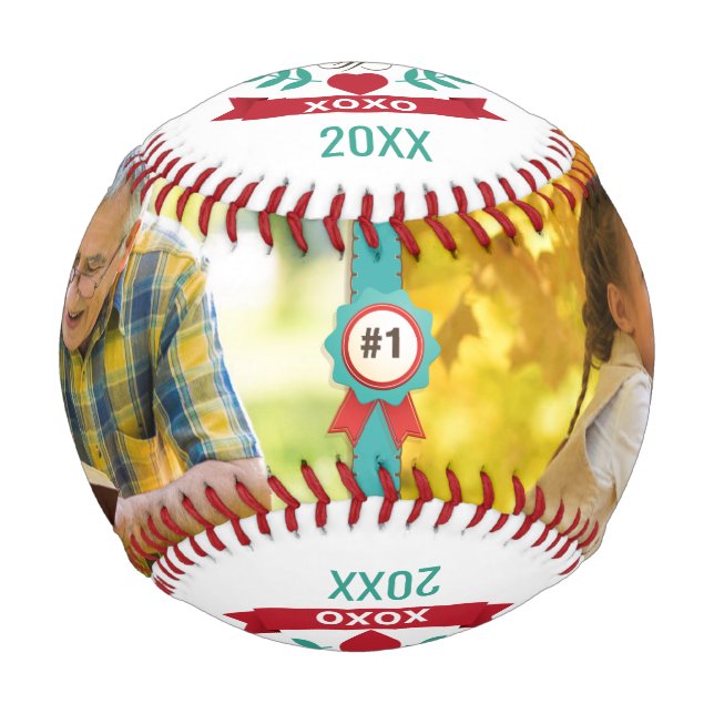 Opa Vatertag Geschenk Fotos Baseball (Vorderseite)