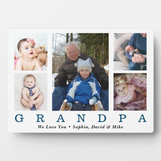 Opa Vathers Day Foto Collage Custom Fotoplatte (Vorderseite)
