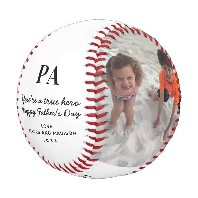 Opa Vathers Day Foto Personalisiert halten Baseball (Schrägansicht)