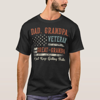 Opa Veteran Urgroßvater USA-Flagge Papa T-Shirt
