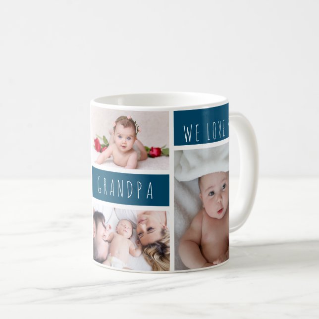 Opa Wir Liebe Sie Foto Collage Kaffeetasse (VorderseiteRechts)