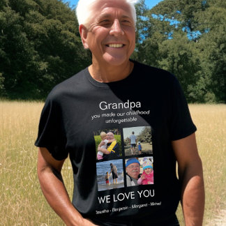 Opa Wir Liebe Sie Foto Personalisiert Schwarz T-Shirt