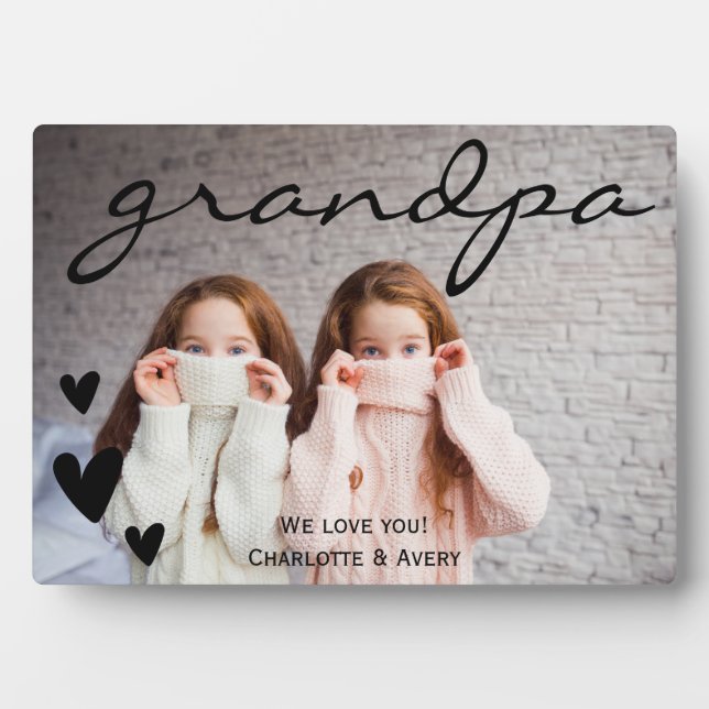 Opa Wir Liebe Sie Personalisiertes Foto Plaque Fotoplatte (Vorderseite)