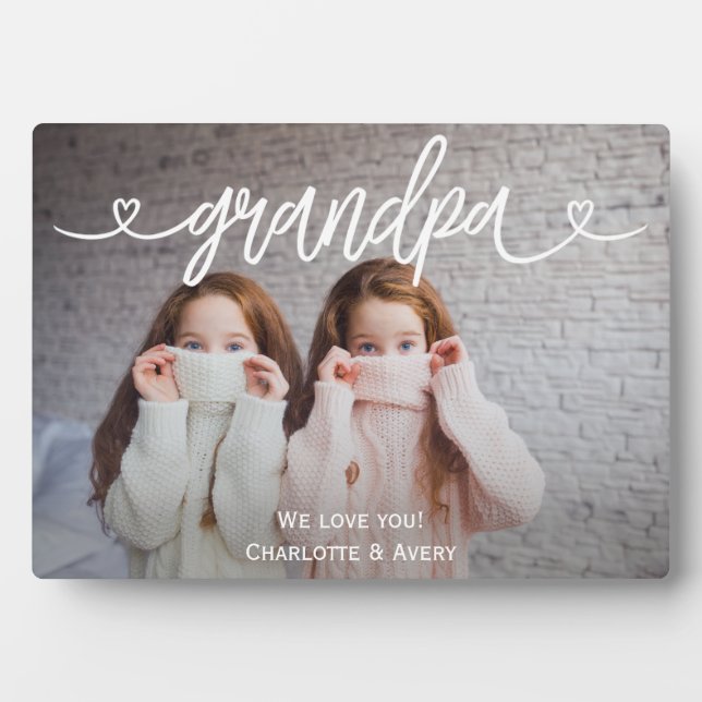 Opa Wir Liebe Sie Personalisiertes Foto Plaque Fotoplatte (Vorderseite)