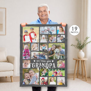 Opa wir lieben dich 19 Foto-Collage in individuell Fleecedecke