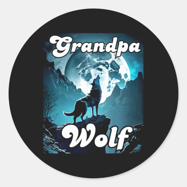 Opa Wolf Matching Tribe Wolves Camping Pack Fa Runder Aufkleber (Vorderseite)