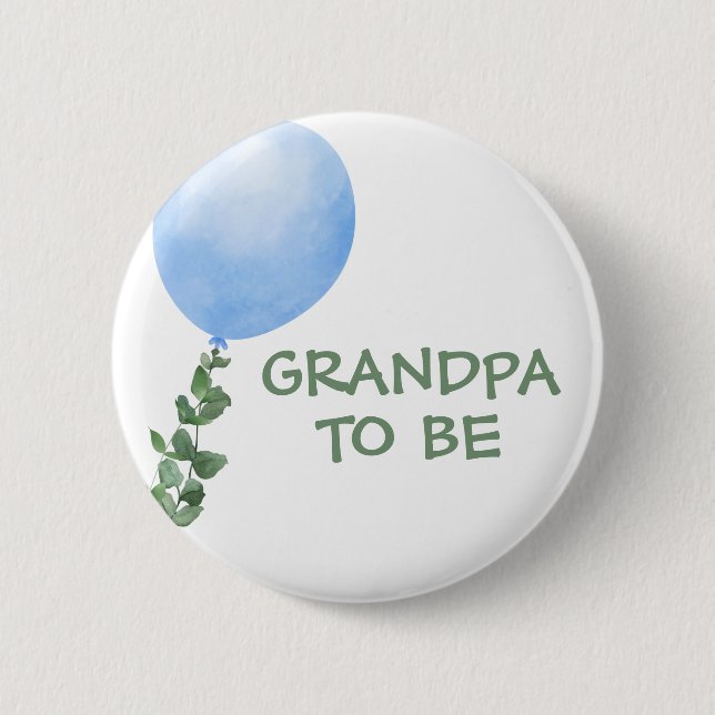 Opa zu Blue Balloon Baby Showknopf Button (Vorderseite)