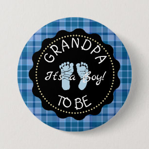 Opa zu Blue Kariert Baby Showknopf Button